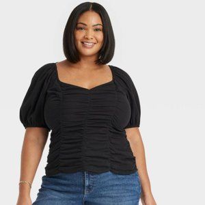 Women's Puff Sleeve Sweetheart Blouse - Ava & Viv™